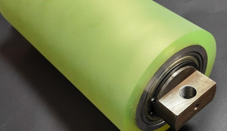 Light green covered roller and its end fitting